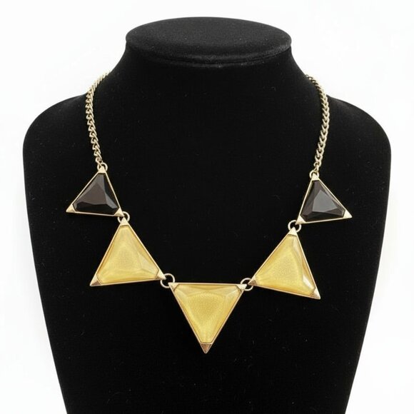 Vintage Signed Mika Geometric Statement Necklace – Chunky Triangular Stones - Picture 1 of 8